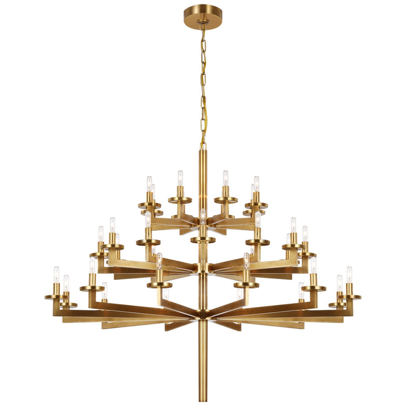 Visual Comfort Signature KW 5202AB 32 Light Chandelier, Antique-Burnished Brass
