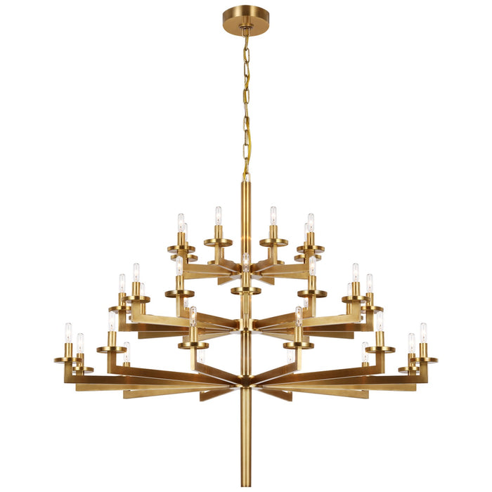 Visual Comfort Signature KW 5202AB 32 Light Chandelier, Antique-Burnished Brass