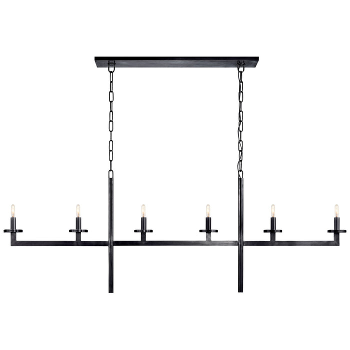 Visual Comfort Signature KW 5203BZ Six Light Linear Chandelier, Bronze
