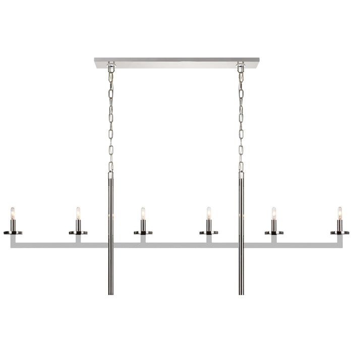 Visual Comfort Signature KW 5203PN Six Light Linear Chandelier, Polished Nickel