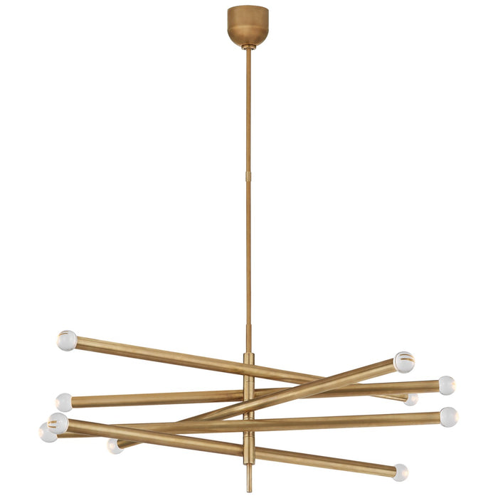 Visual Comfort Signature KW 5587AB-CG LED Chandelier, Antique-Burnished Brass