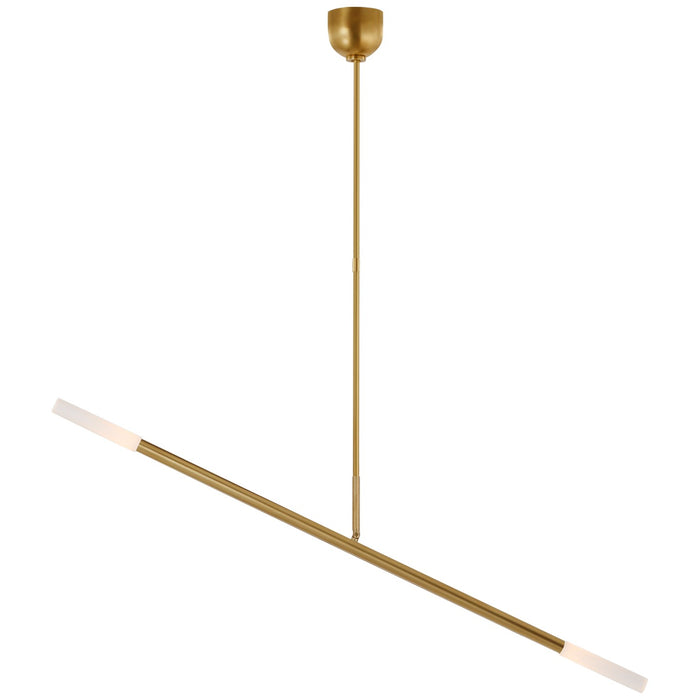 Visual Comfort Signature KW 5597AB-EC LED Linear Chandelier, Antique-Burnished Brass