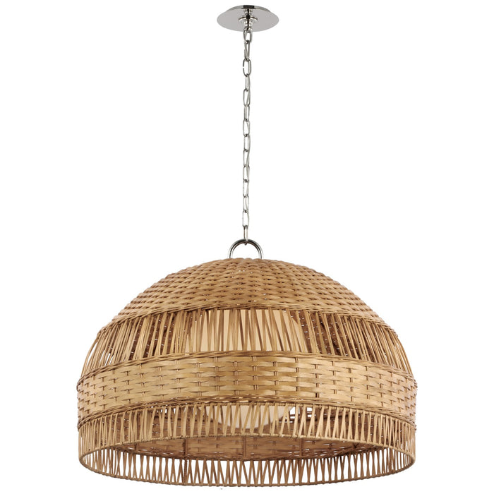 Visual Comfort Signature MF 5052PN/NTW LED Pendant, Polished Nickel and Natural Wicker