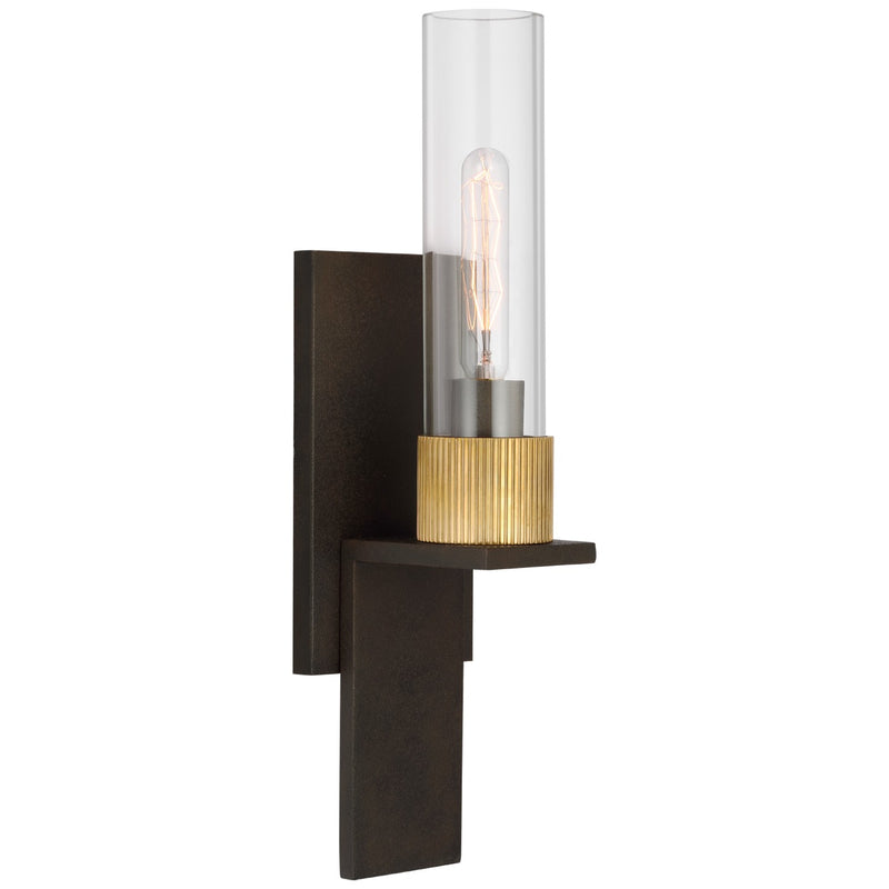 Visual Comfort Signature RB 2002WI/AB-CG LED Wall Sconce, Warm Iron and Antique Brass