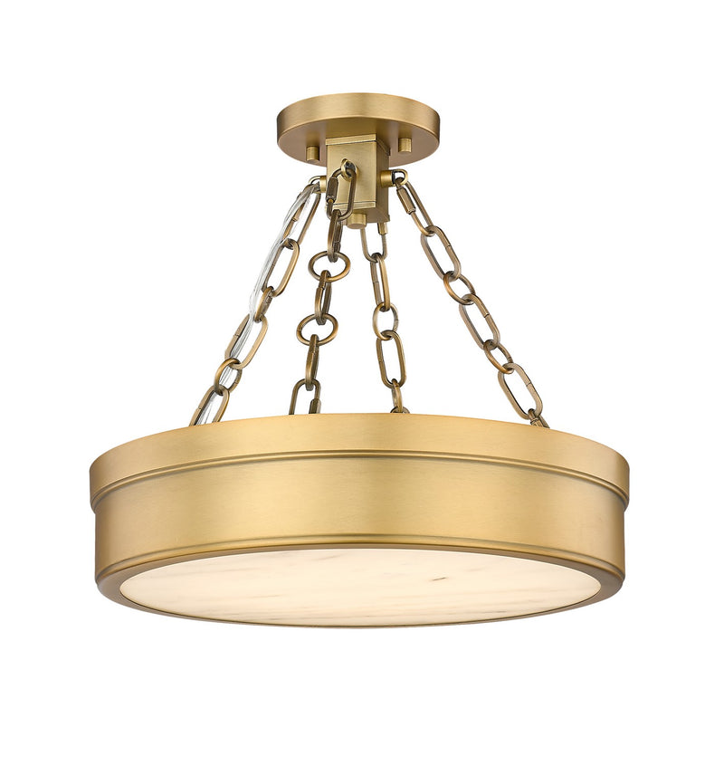 Z-Lite 1944SF15-RB-LED LED Semi Flush Mount, Rubbed Brass
