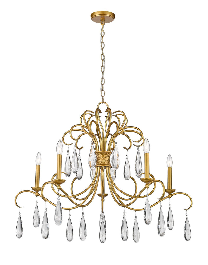 Z-Lite 3039-38GG Five Light Chandelier, Gilded Gold