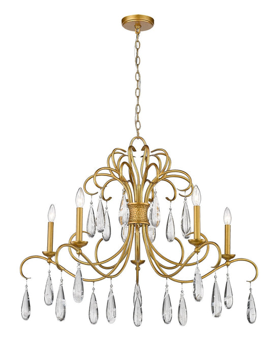 Z-Lite 3039-38GG Five Light Chandelier, Gilded Gold