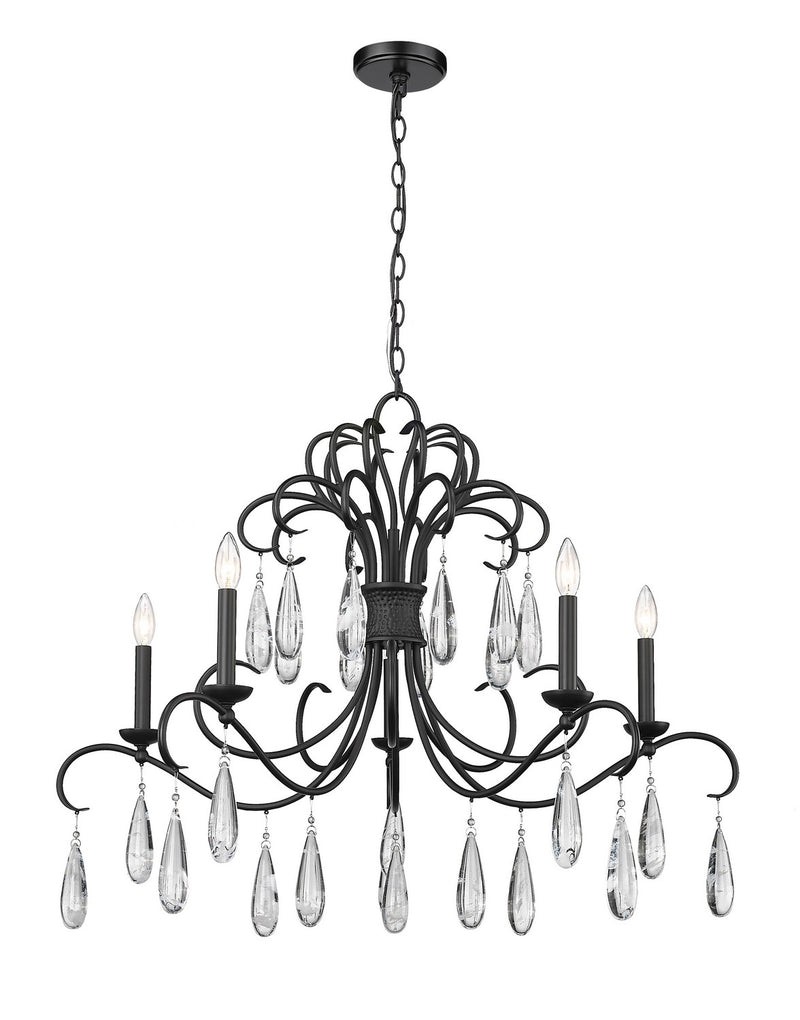 Z-Lite 3039-38MB Five Light Chandelier, Matte Black