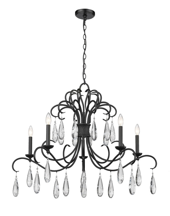 Z-Lite 3039-38MB Five Light Chandelier, Matte Black