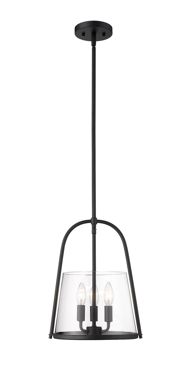 Z-Lite 3041P12-MB Three Light Pendant, Matte Black
