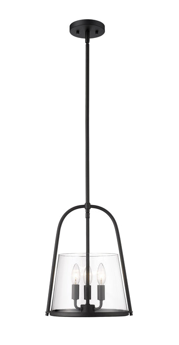 Z-Lite 3041P12-MB Three Light Pendant, Matte Black