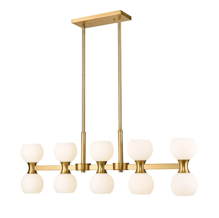 Z-Lite 494-10L-MGLD Ten Light Linear Chandelier, Modern Gold