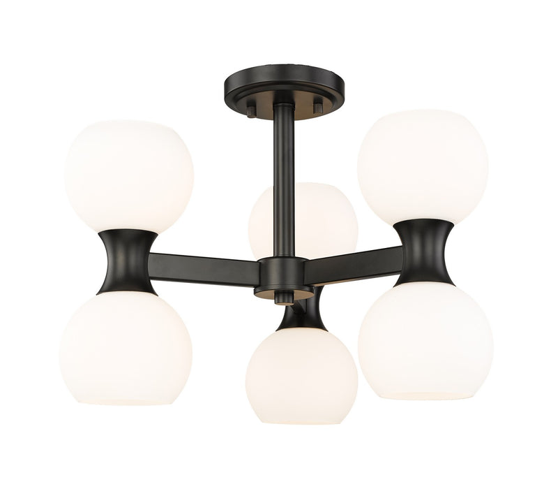 Z-Lite 494-6SF-MB Six Light Semi Flush Mount, Matte Black
