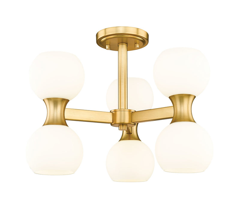 Z-Lite 494-6SF-MGLD Six Light Semi Flush Mount, Modern Gold