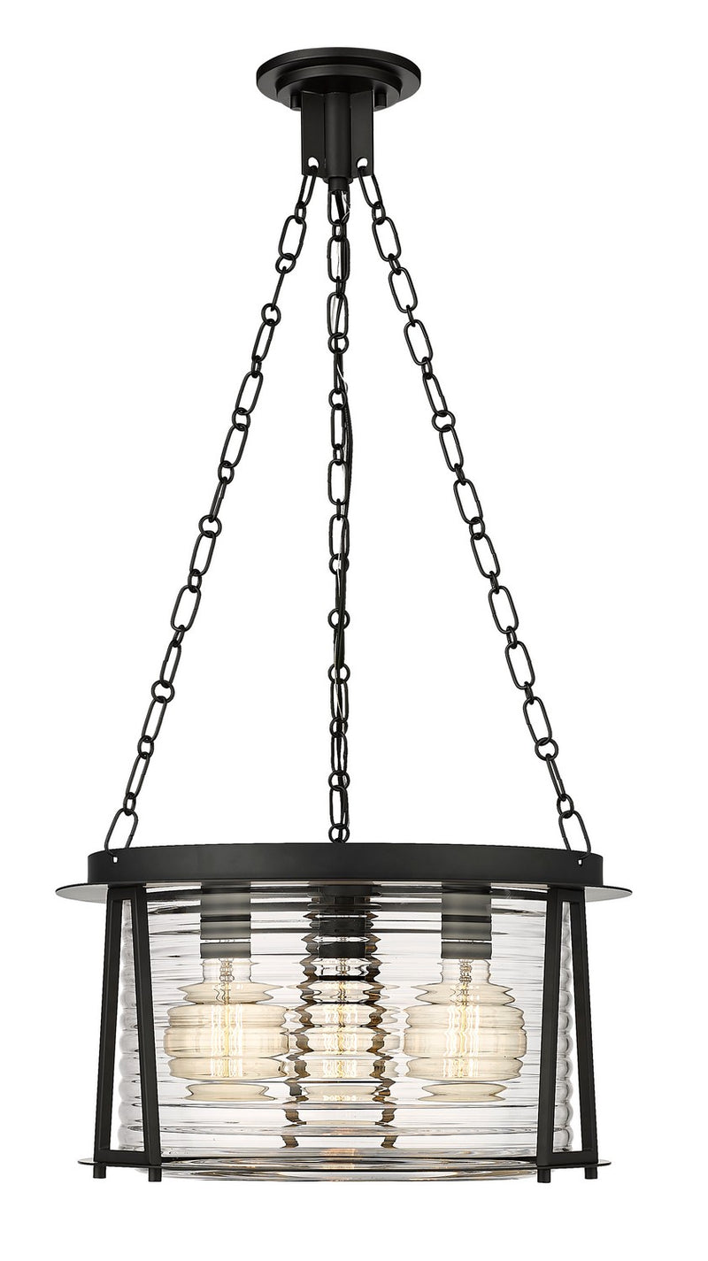 Z-Lite 7503P18-MB Three Light Pendant, Matte Black