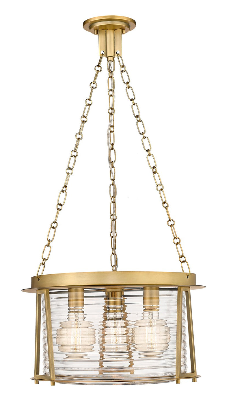 Z-Lite 7503P18-RB Three Light Pendant, Rubbed Brass