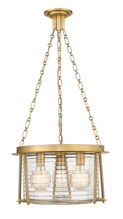 Z-Lite 7503P18-RB Three Light Pendant, Rubbed Brass