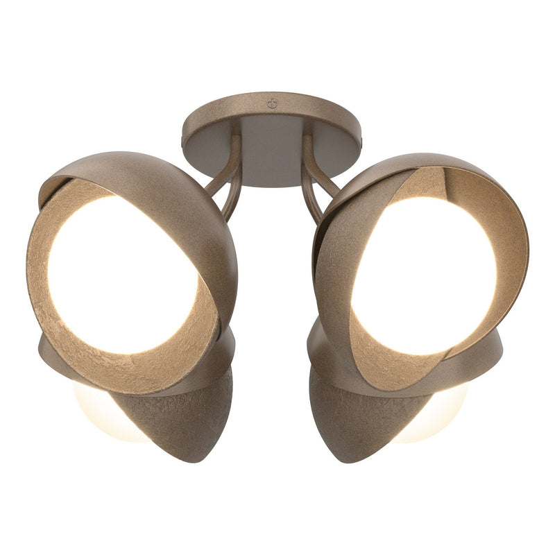 Hubbardton Forge 121376-SKT-05-05-GG0711 Four Light Semi-Flush Mount, Bronze