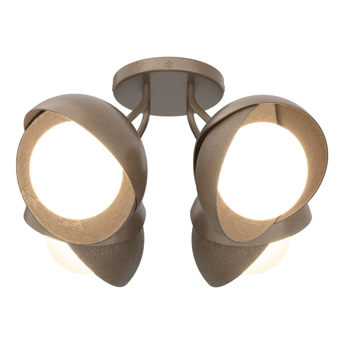 Hubbardton Forge 121376-SKT-05-05-GG0711 Four Light Semi-Flush Mount, Bronze