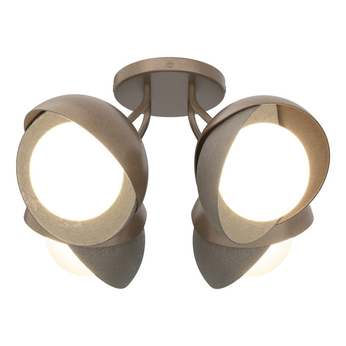 Hubbardton Forge 121376-SKT-05-07-GG0711 Four Light Semi-Flush Mount, Bronze