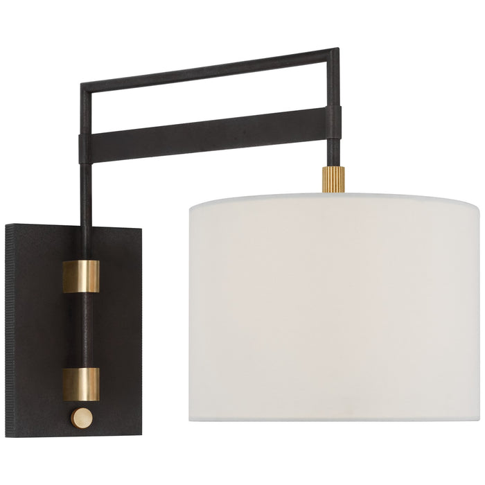 Visual Comfort Signature RB 2060WI/AB-L LED Wall Sconce, Warm Iron and Antique Brass