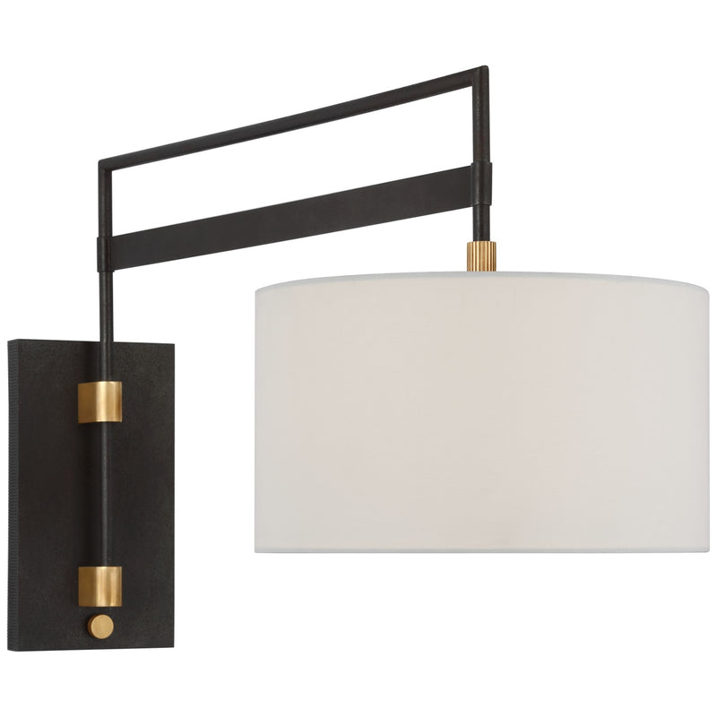 Visual Comfort Signature RB 2061WI/AB-L LED Wall Sconce, Warm Iron and Antique Brass