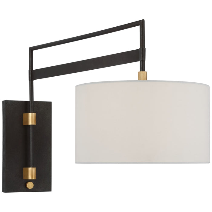 Visual Comfort Signature RB 2061WI/AB-L LED Wall Sconce, Warm Iron and Antique Brass