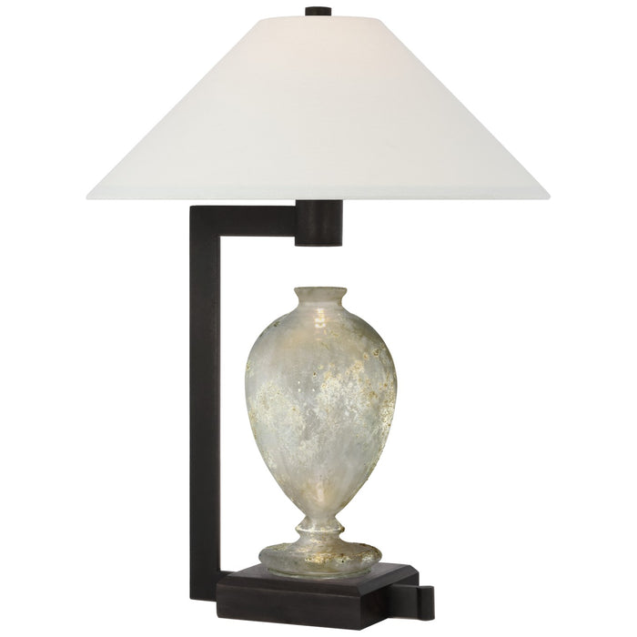 Visual Comfort Signature RB 3090EG/WI-L LED Table Lamp, Etruscan Glass and Warm Iron and Dark Walnut