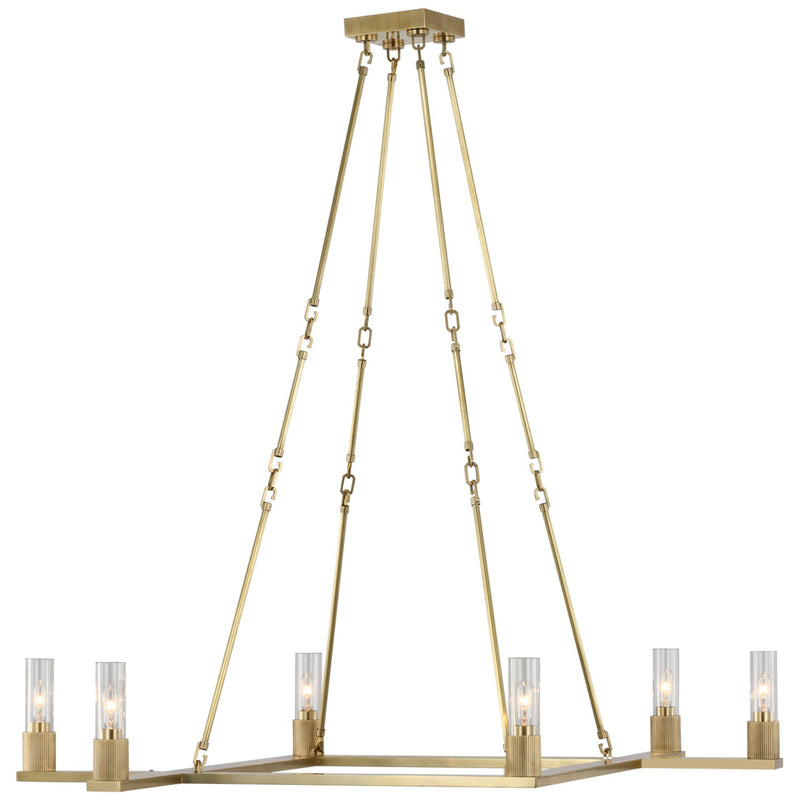 Visual Comfort Signature RB 5008AB-CG LED Chandelier, Antique Brass