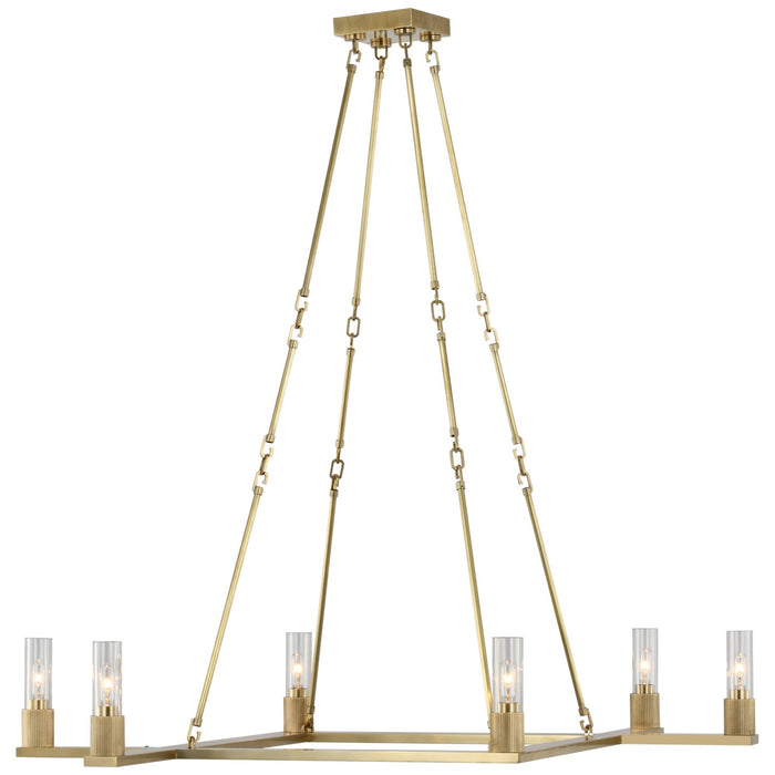 Visual Comfort Signature RB 5008AB-CG LED Chandelier, Antique Brass