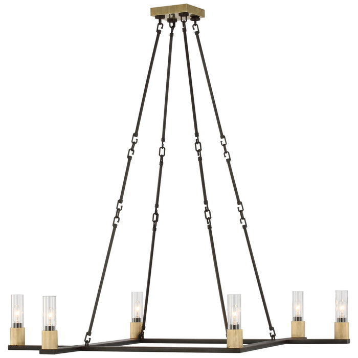 Visual Comfort Signature RB 5008WI/AB-CG LED Chandelier, Warm Iron and Antique Brass