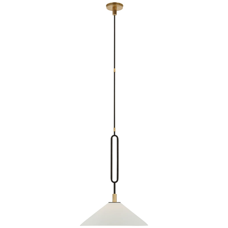 Visual Comfort Signature RB 5061WI/AB-BSQ LED Pendant, Warm Iron and Antique Brass