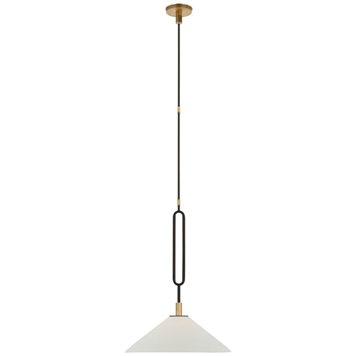 Visual Comfort Signature RB 5061WI/AB-BSQ LED Pendant, Warm Iron and Antique Brass