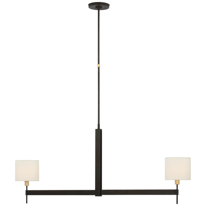 Visual Comfort Signature RB 5141WI/AB-L LED Chandelier, Warm Iron and Antique Brass