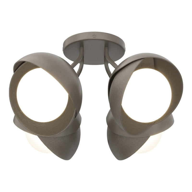 Hubbardton Forge 121376-SKT-07-07-GG0711 Four Light Semi-Flush Mount, Dark Smoke