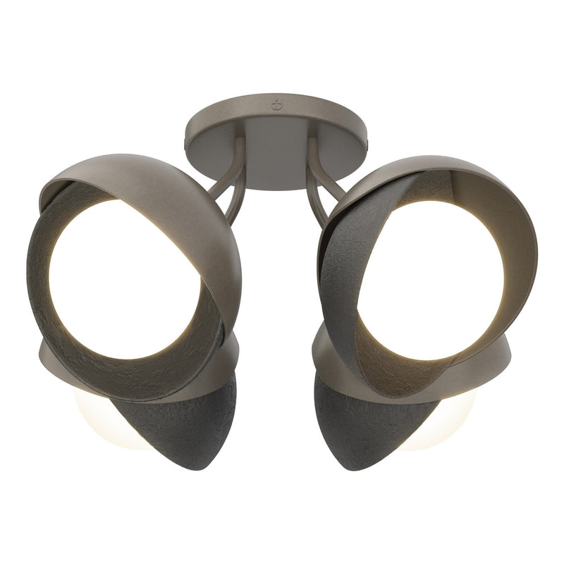 Hubbardton Forge 121376-SKT-07-10-GG0711 Four Light Semi-Flush Mount, Dark Smoke