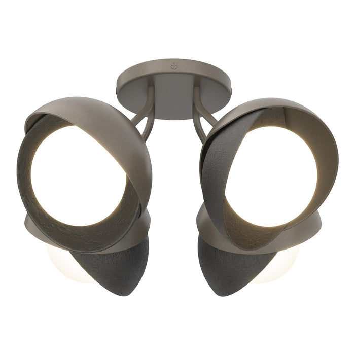 Hubbardton Forge 121376-SKT-07-10-GG0711 Four Light Semi-Flush Mount, Dark Smoke
