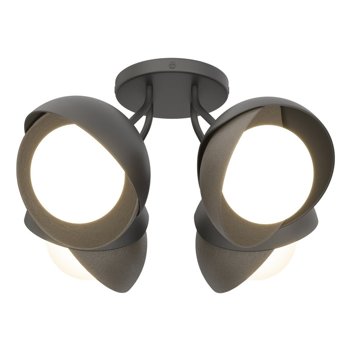 Hubbardton Forge 121376-SKT-10-07-GG0711 Four Light Semi-Flush Mount, Black