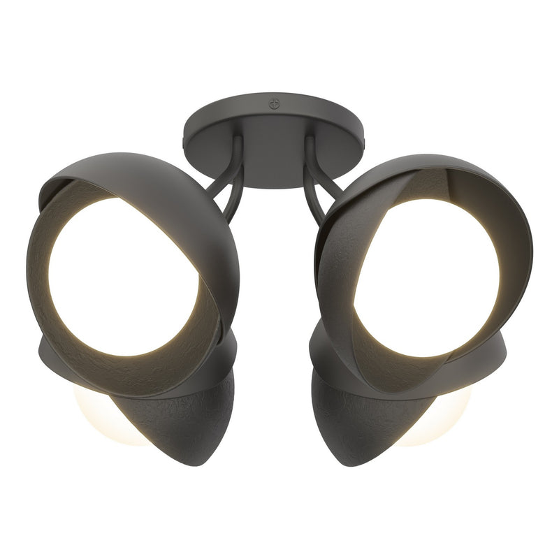 Hubbardton Forge 121376-SKT-10-10-GG0711 Four Light Semi-Flush Mount, Black