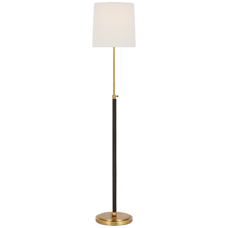 Visual Comfort Signature TOB 1580HAB/CHC-L LED Floor Lamp, Hand-Rubbed Antique Brass and Chocolate Leather