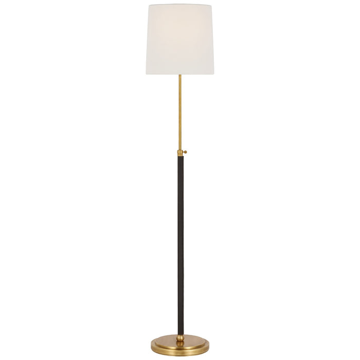 Visual Comfort Signature TOB 1580HAB/CHC-L LED Floor Lamp, Hand-Rubbed Antique Brass and Chocolate Leather