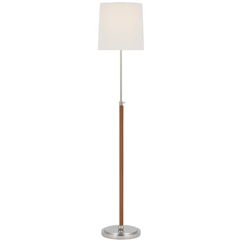 Visual Comfort Signature TOB 1580PN/NAT-L LED Floor Lamp, Polished Nickel and Natural Leather