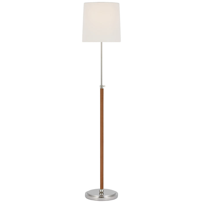 Visual Comfort Signature TOB 1580PN/NAT-L LED Floor Lamp, Polished Nickel and Natural Leather