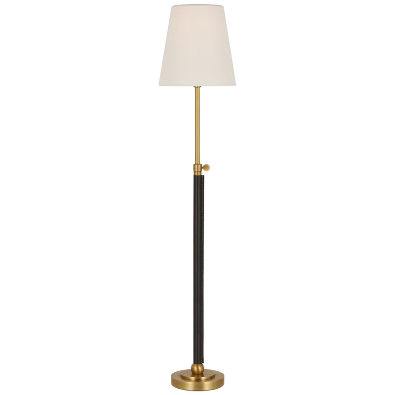 Visual Comfort Signature TOB 3580HAB/CHC-L LED Table Lamp, Hand-Rubbed Antique Brass and Chocolate Leather