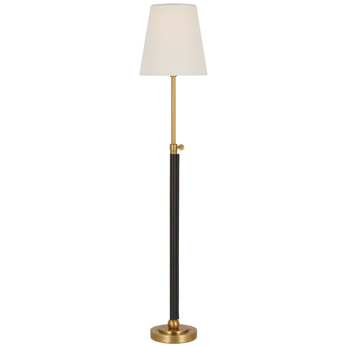Visual Comfort Signature TOB 3580HAB/CHC-L LED Table Lamp, Hand-Rubbed Antique Brass and Chocolate Leather