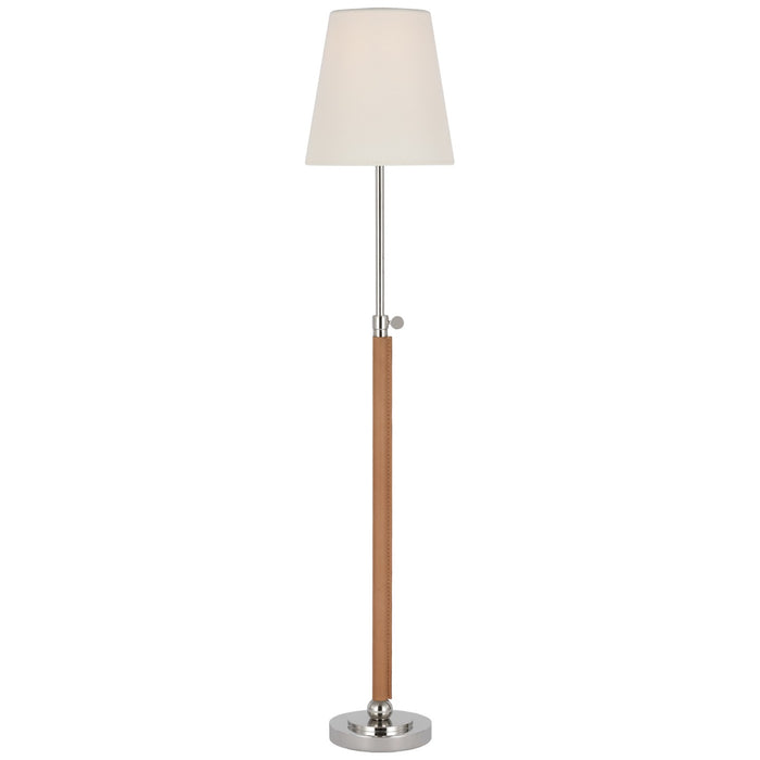 Visual Comfort Signature TOB 3580PN/NAT-L LED Table Lamp, Polished Nickel and Natural Leather