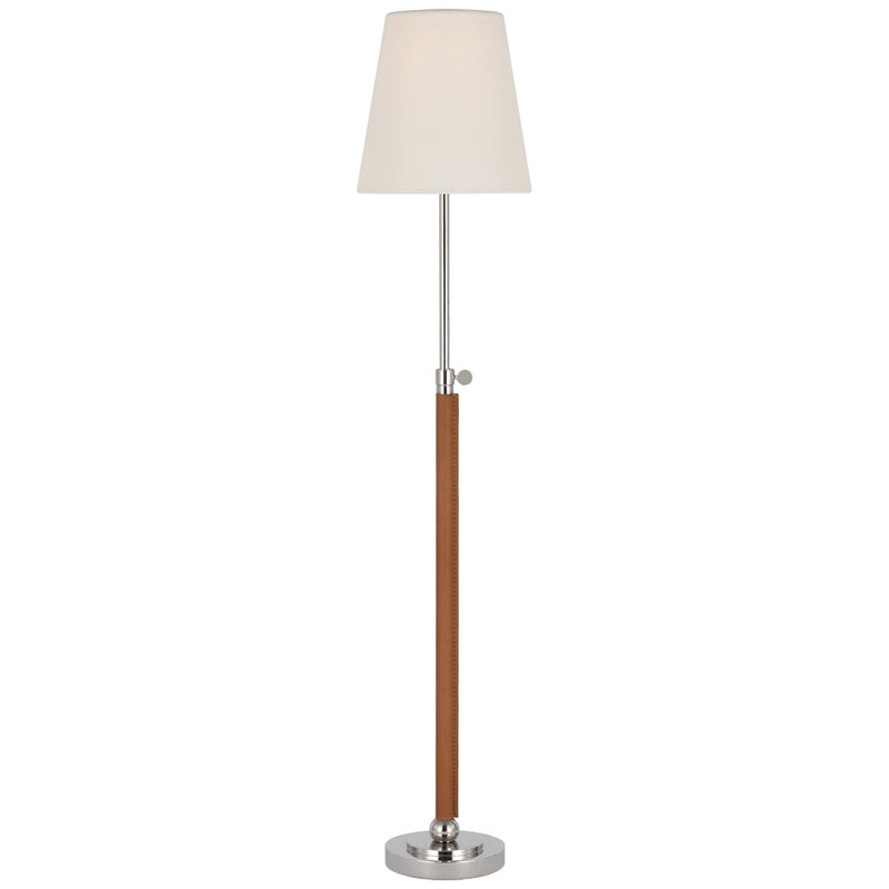 Visual Comfort Signature TOB 3580PN/NAT-L LED Table Lamp, Polished Nickel and Natural Leather
