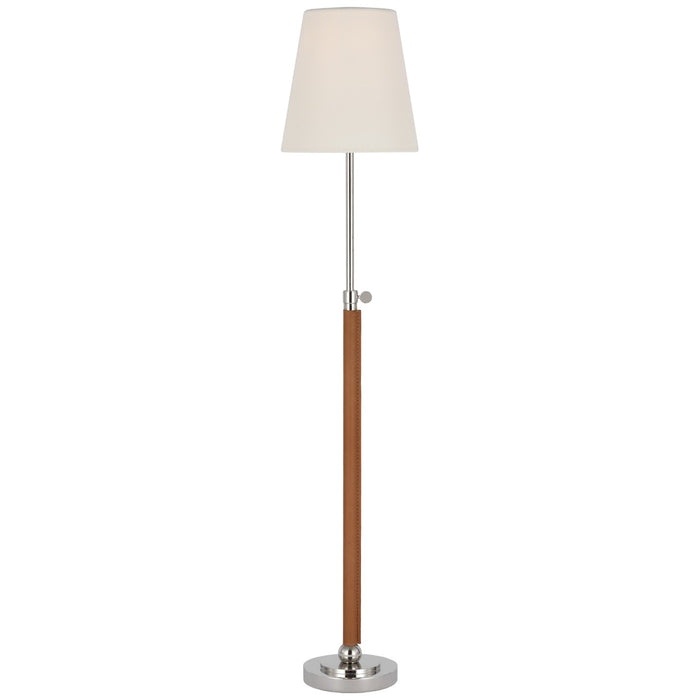Visual Comfort Signature TOB 3580PN/NAT-L LED Table Lamp, Polished Nickel and Natural Leather
