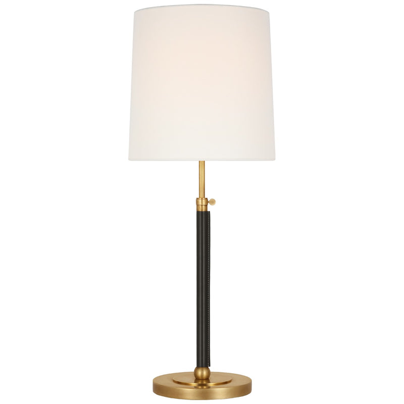 Visual Comfort Signature TOB 3581HAB/CHC-L LED Table Lamp, Hand-Rubbed Antique Brass and Chocolate Leather