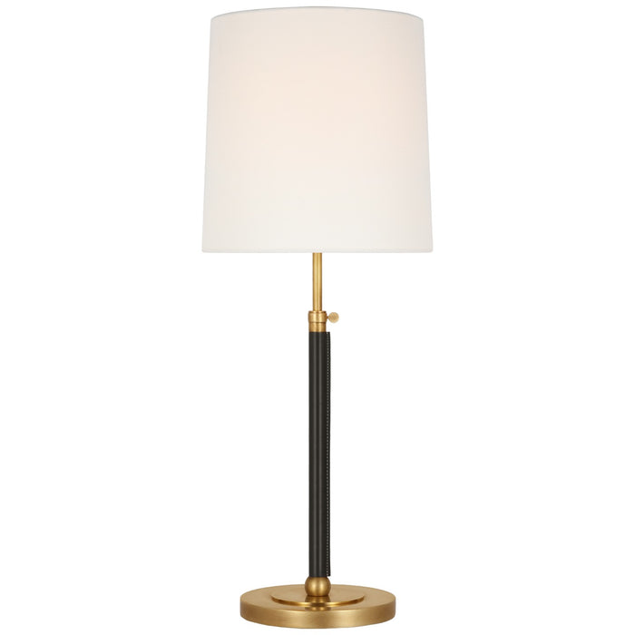 Visual Comfort Signature TOB 3581HAB/CHC-L LED Table Lamp, Hand-Rubbed Antique Brass and Chocolate Leather